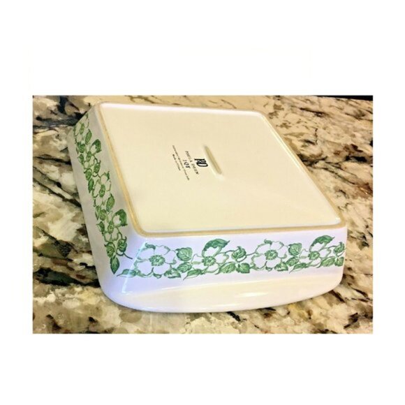 Paula Deen 1 Qt Recipe Baking Dish CORN CASSEROLE Dogwood White Green Retired - Picture 4 of 5